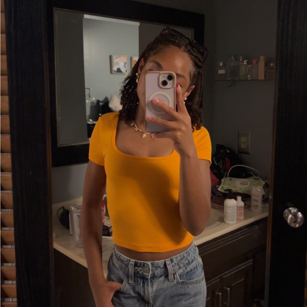 orange shein top